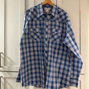 Wrangler Men’s‎ Wrancher Plaid Western Pearl Snap Long Sleeve Shirt size 2XT